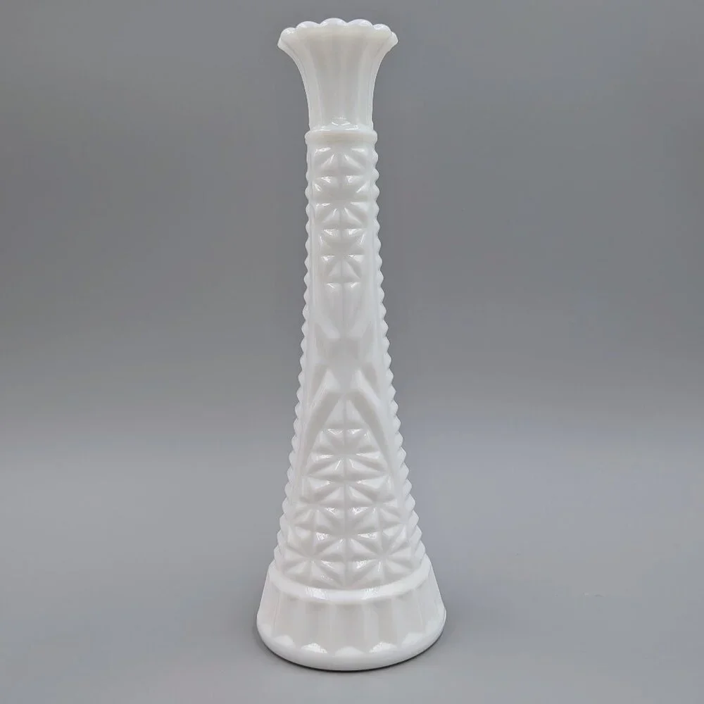 Set of 3 Vintage White Milk Glass Bud Vases - 9" Shabby Chic Floral Decor - Picture 6 of 10